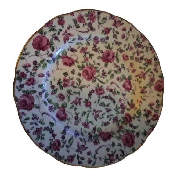 Vintage Violet Chintz Desert Plates Set of 2 - Picture 2 of 7